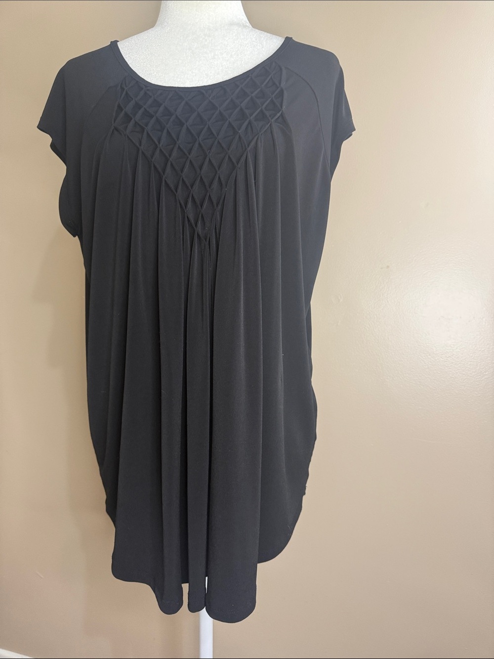 Premise Black Short Sleeve Draped Tunic
